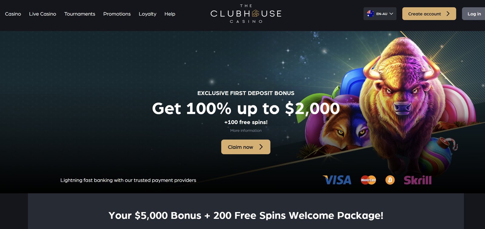 Clubhouse Casino Game Selection Screenshot