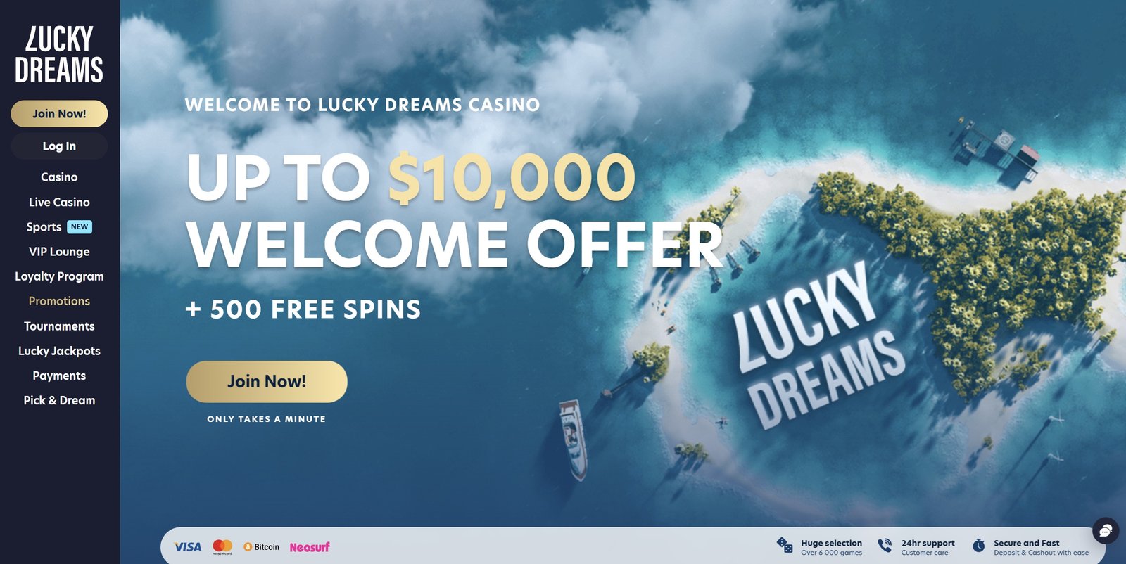 Lucky Dreams Casino Game Selection Screenshot