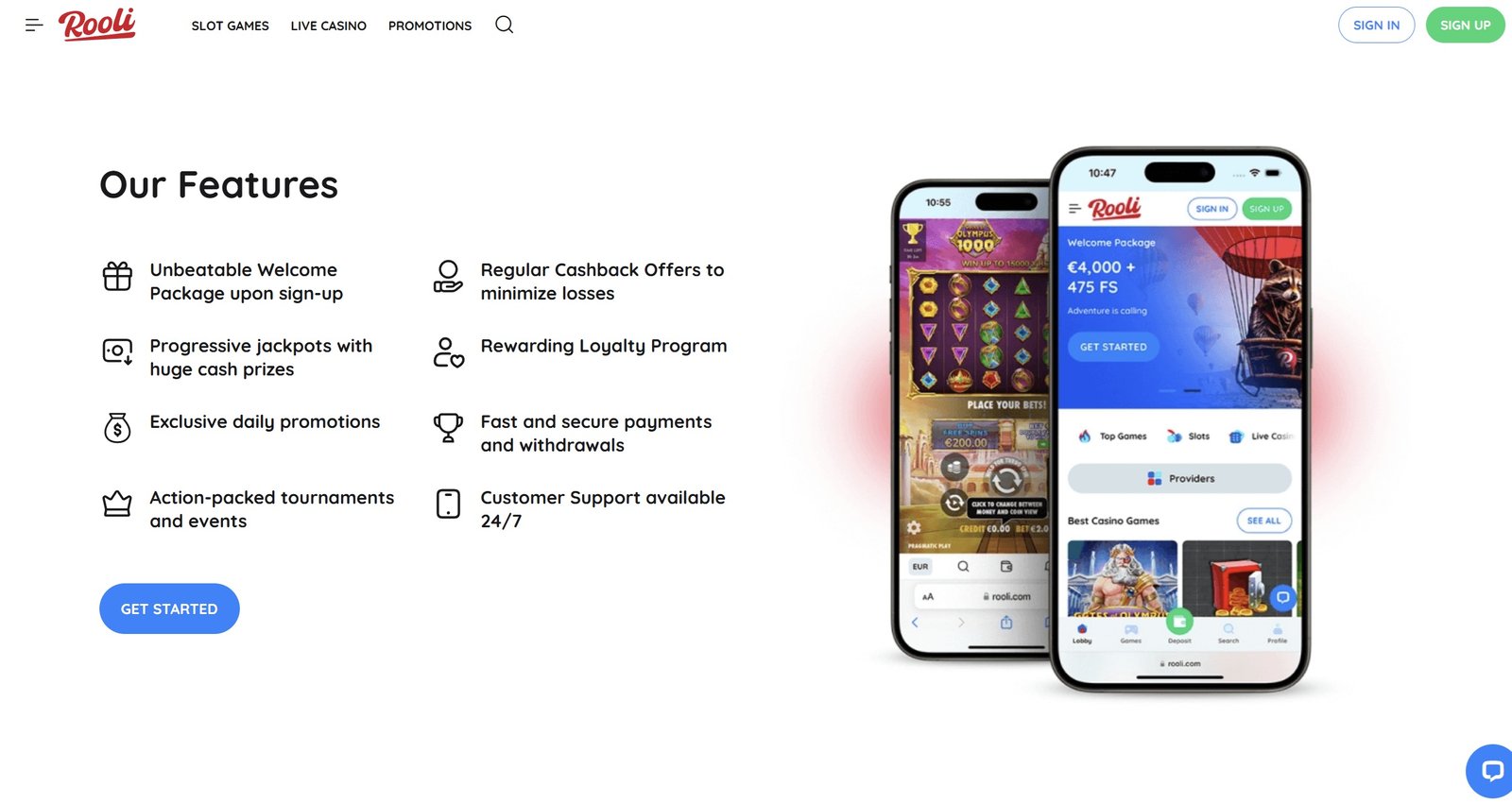 Rooli Casino Live Games Screenshot