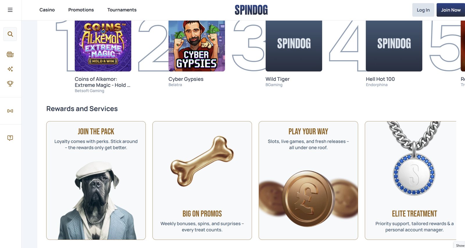 SpinDog Casino Live Games Screenshot